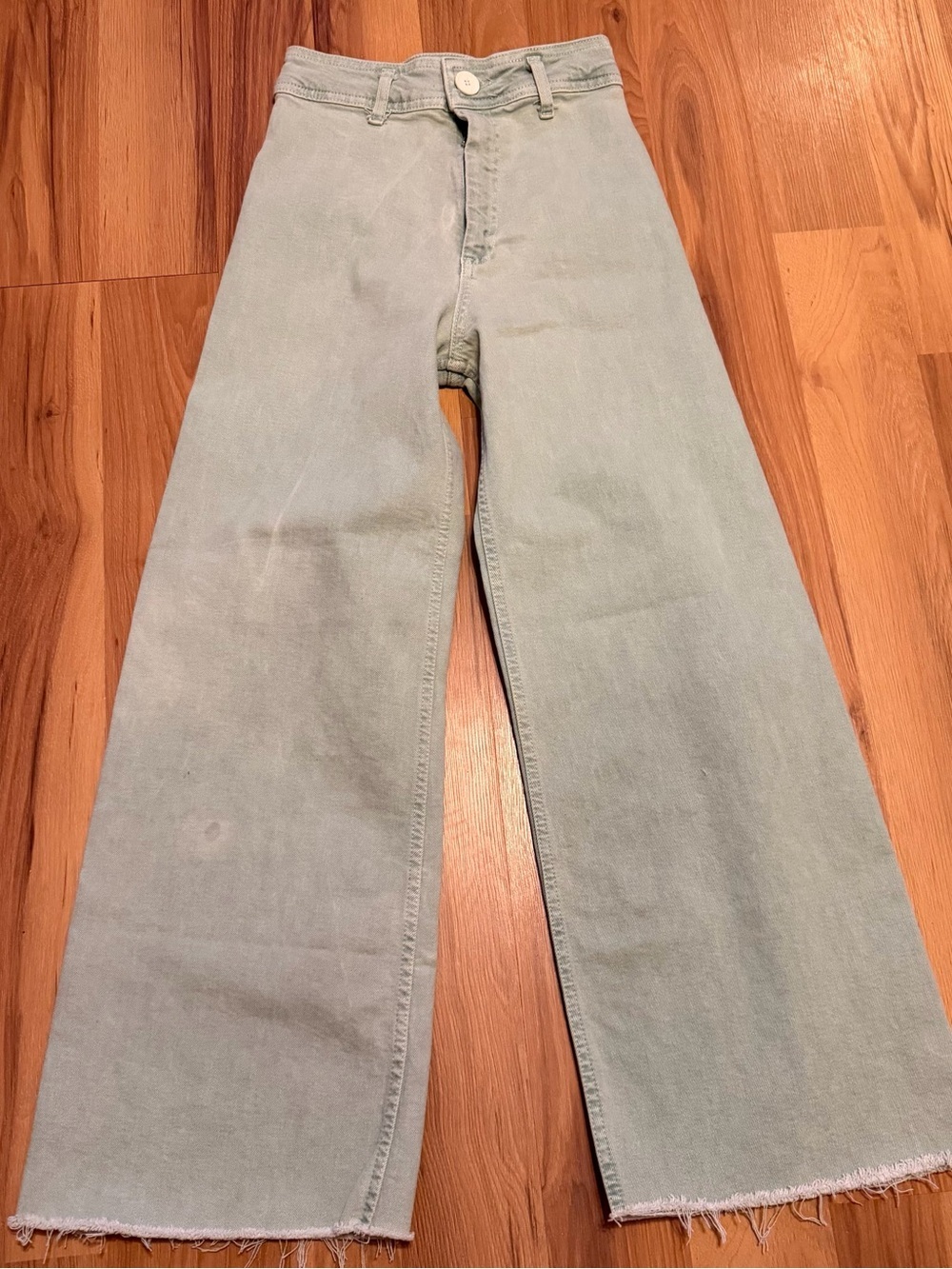 Zara Light Green Wide Leg Jeans